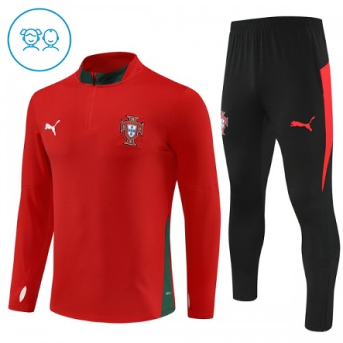 Portugal Trainings Sweatshirt Quarter-zip 2025-26 Rode - Kids Portugal Trainings Sweatshirt Quarter-zip 2025-26 Rode - Kids